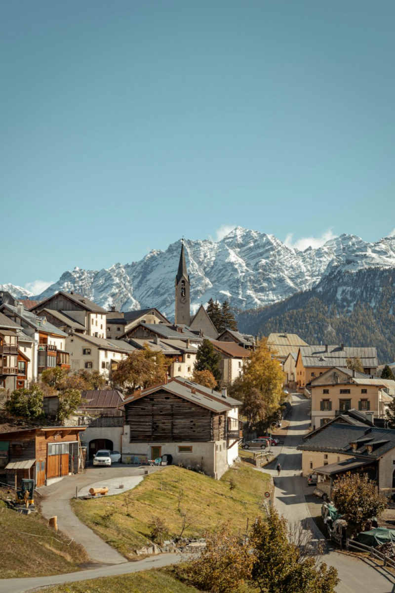 Wall Poster - City Rooftops in the Swiss Alps