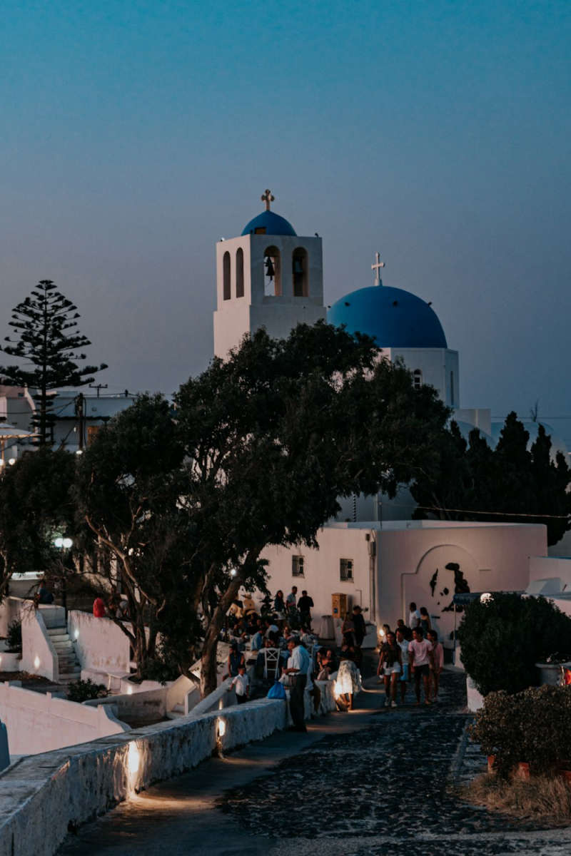 Wall Poster - Night Market in Santorini