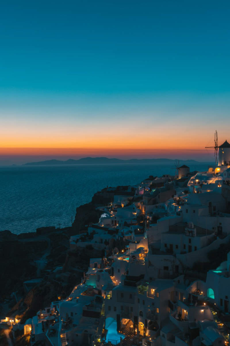 Wall Poster - Northern Lights in Santorini